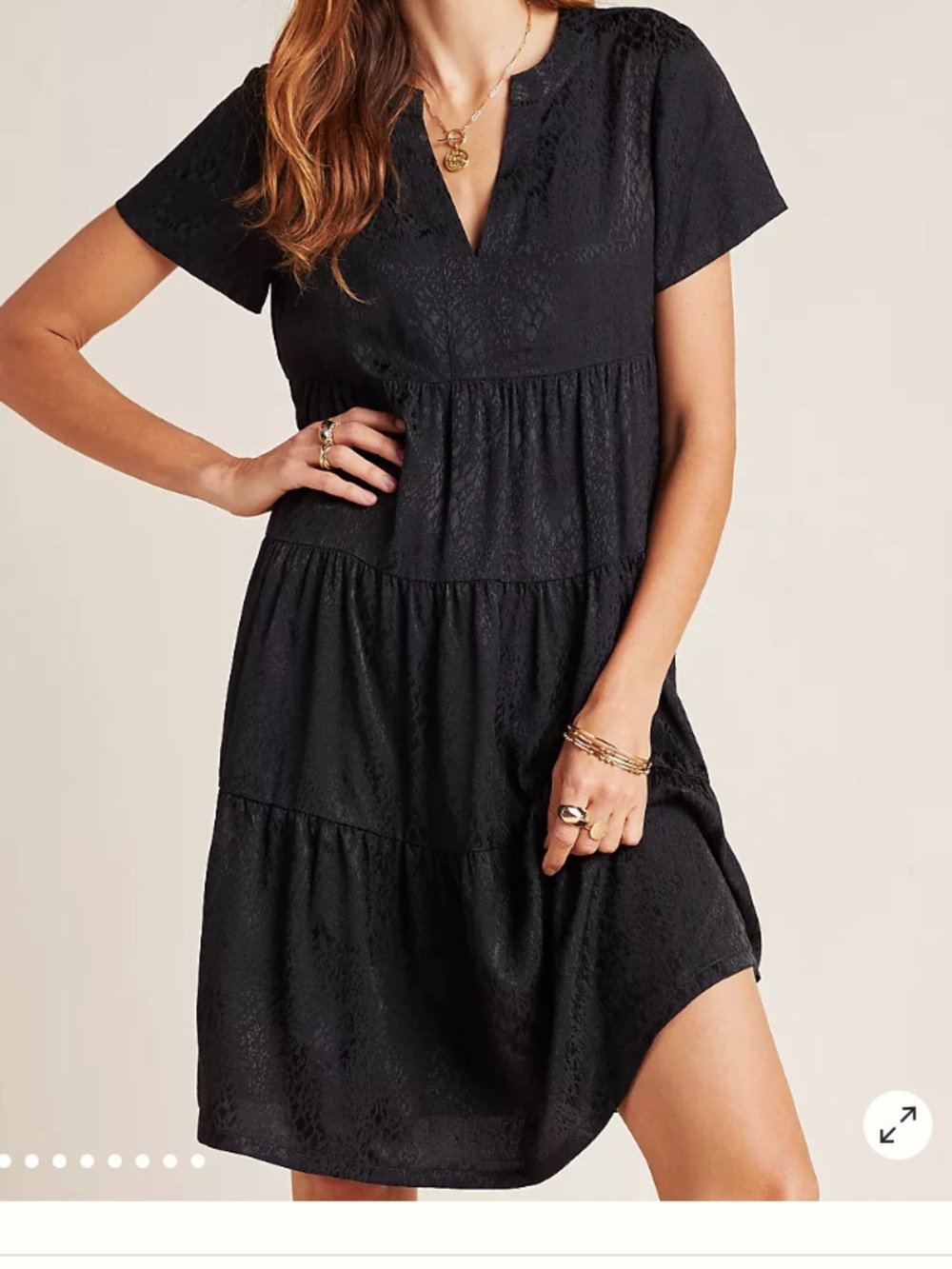 Maeve Anthropologie Black Sacha Jacquard Tiered Tunic Mini Dress Size Small